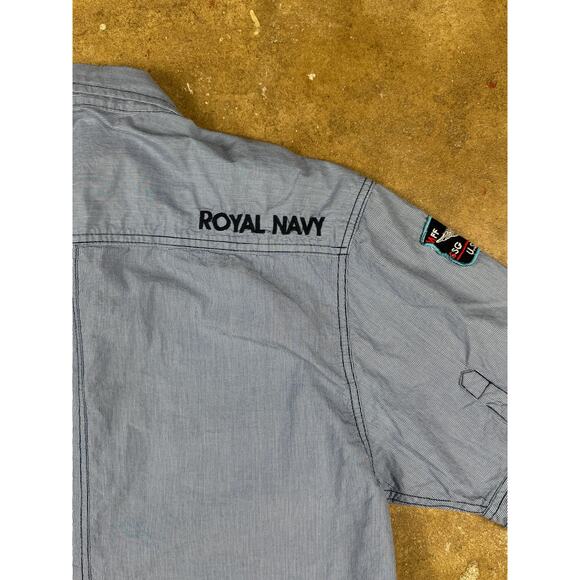 Jack & Jones Airborne Hitch Shirt Men’s XL Royal‎ Navy Military Patches Blue - Picture 6 of 11